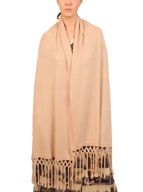 stole in beige wool with fringes Art Tricot | STOLABEIGE